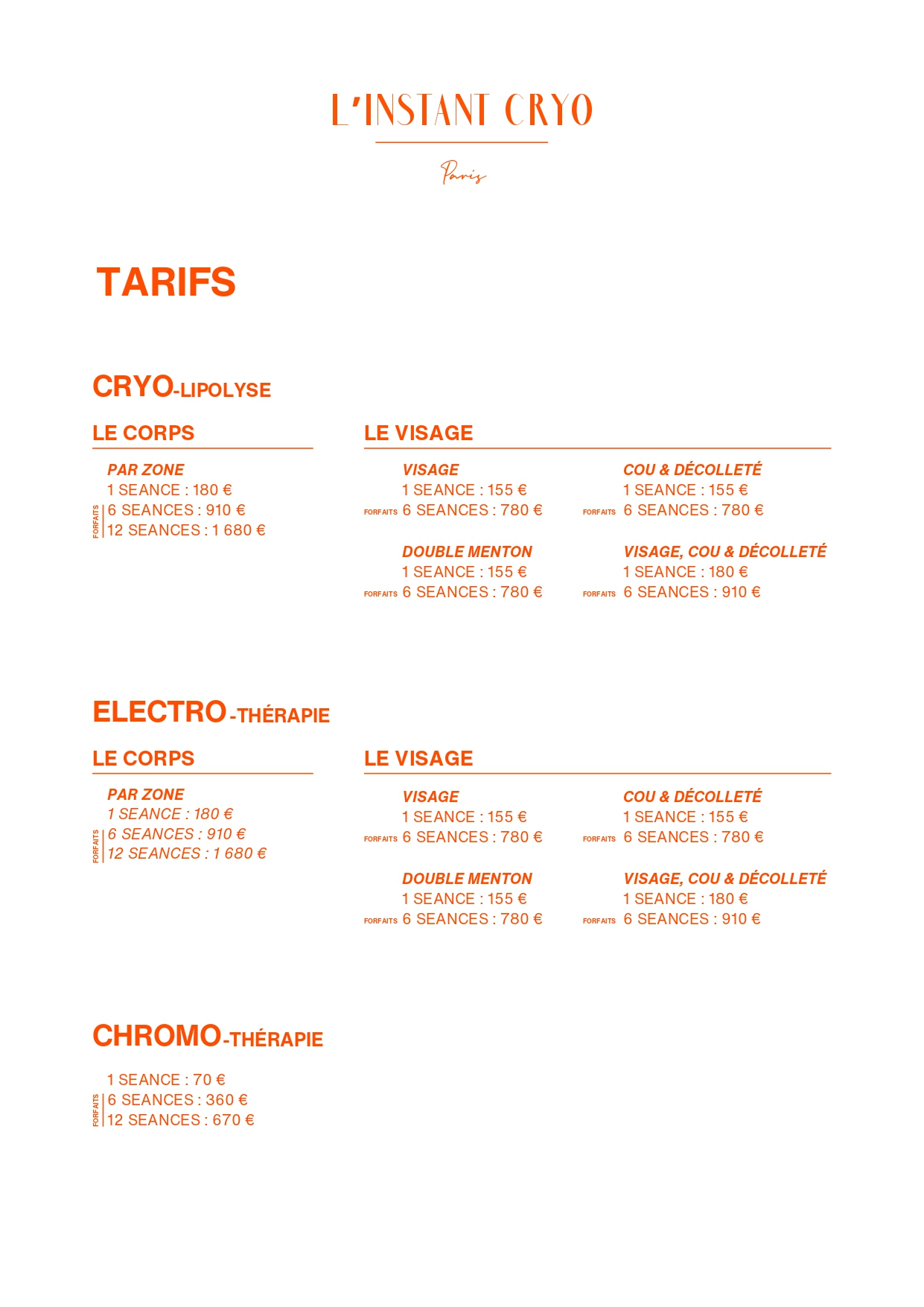 Paris tarifs 2025